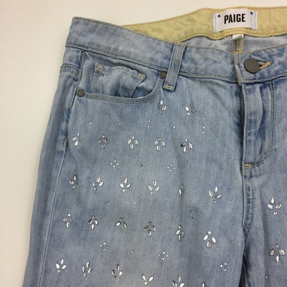 PAIGE Silver Rhinestone JIMMY JIMMY SKINNY Jeans - Picture 5 of 11